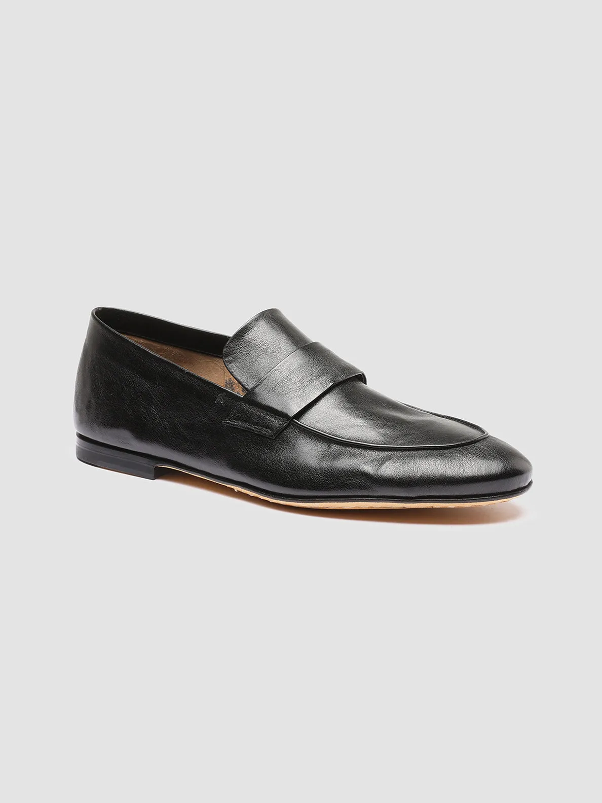 AIRTO 001 - Black Leather Penny Loafers Good elasticity