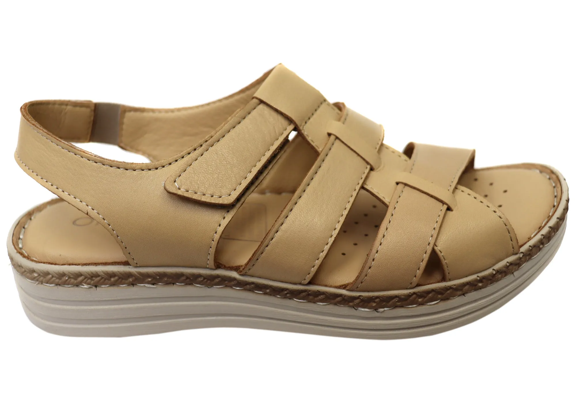 Weekend Walk Breath Panel Orizonte Capraia Womens European Comfortable Leather Sandals