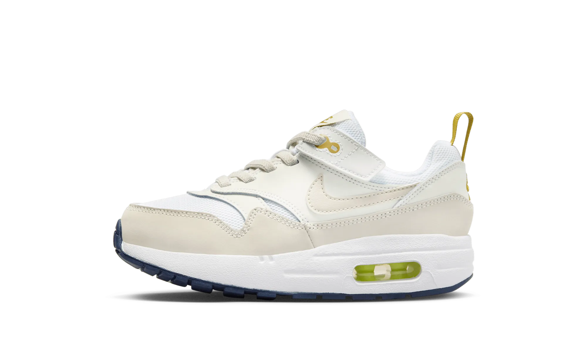 Air Max 1 EasyOn PS "White Bronzine Midnight Navy Light Orewood Brown" Stable base Unisex Fit