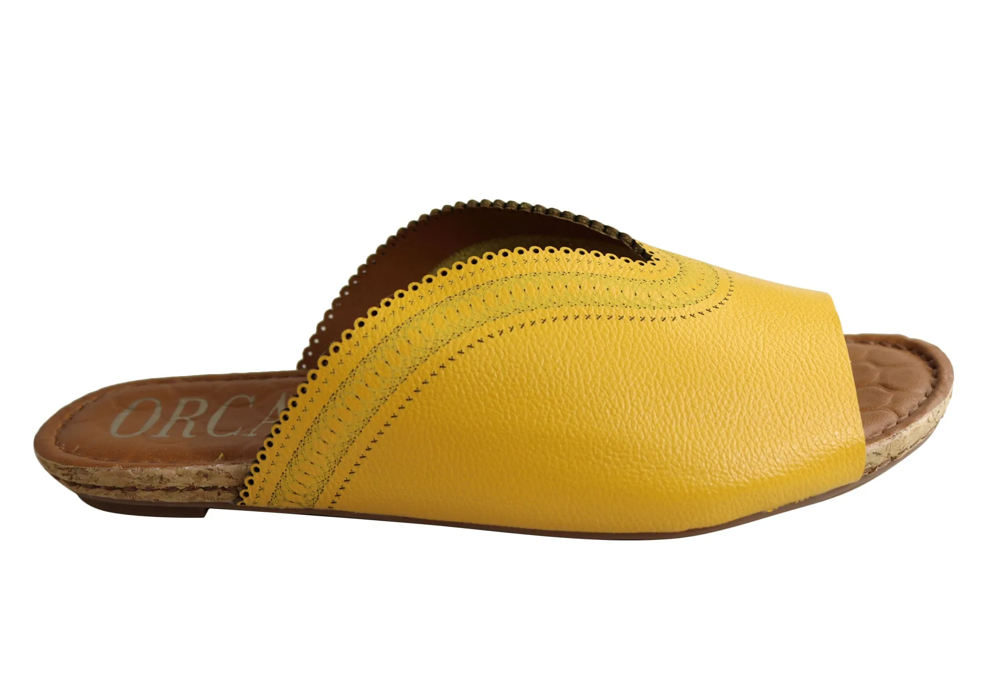 Orcade Monique Womens Comfort Leather Slides Sandals Made In Brazil Stylish