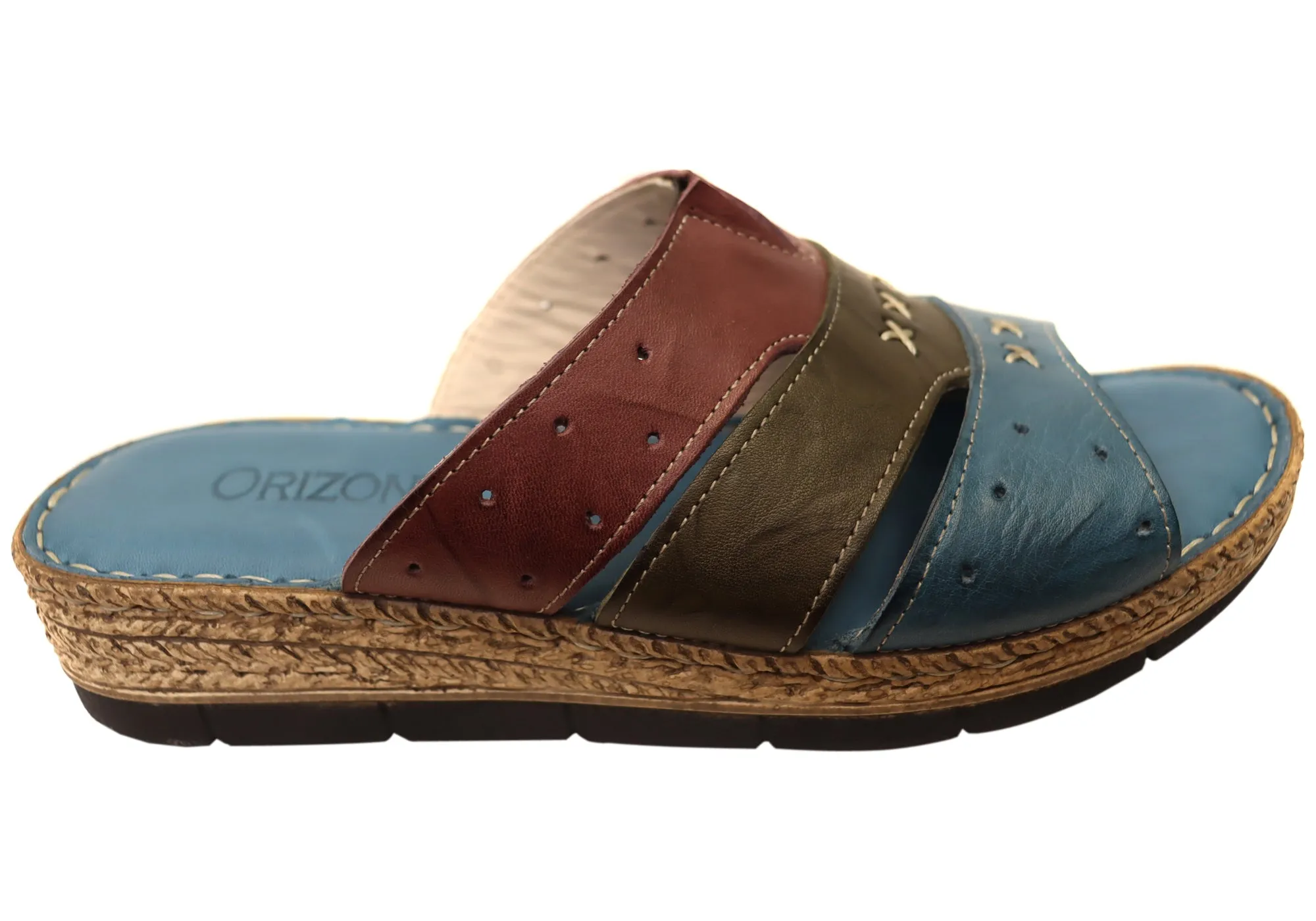 foldable Orizonte Cottage Womens Comfortable European Leather Slides Sandals