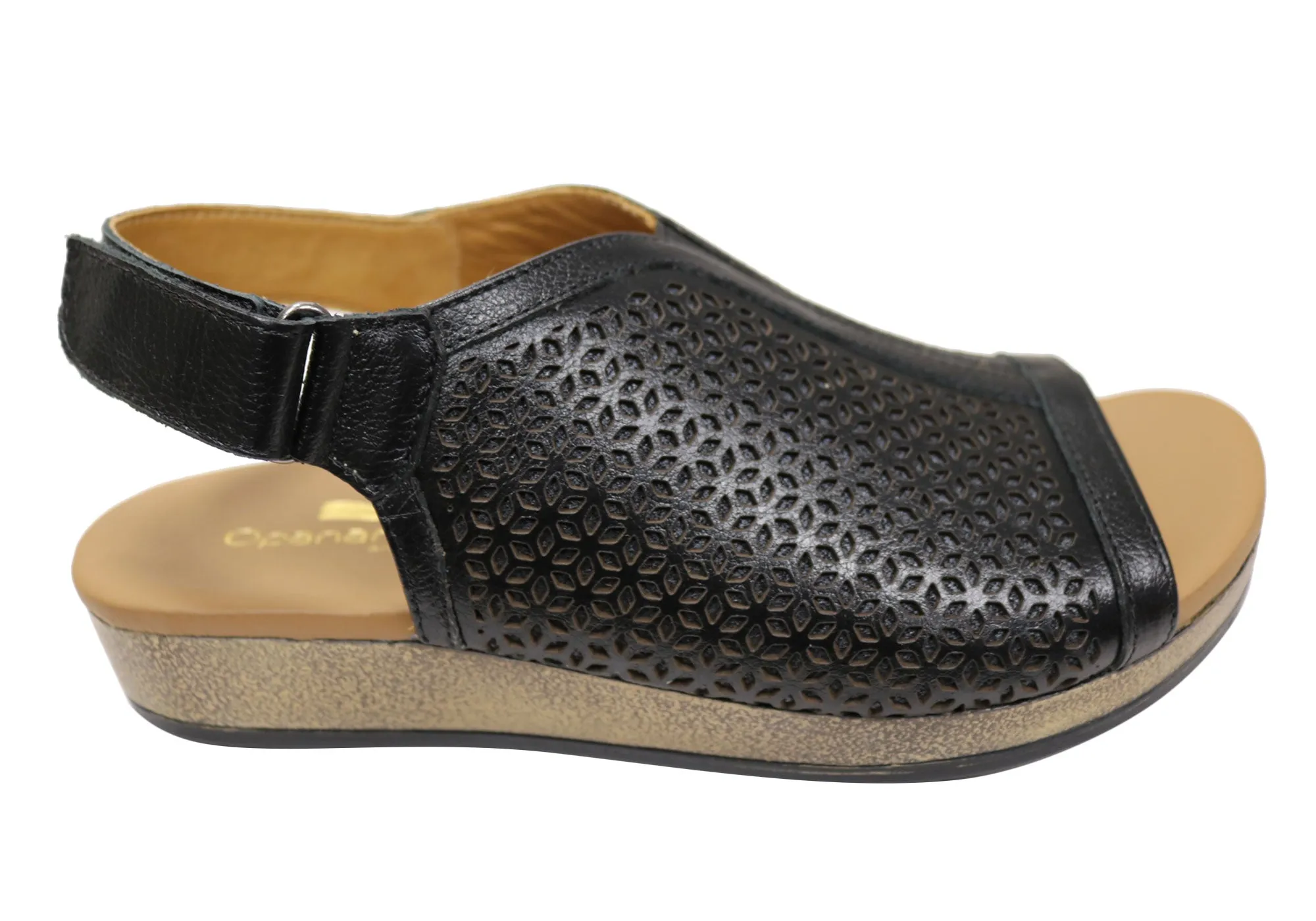 Slip Ease Leather Upper Opananken April Womens Comfortable Brazilian Leather Sandals