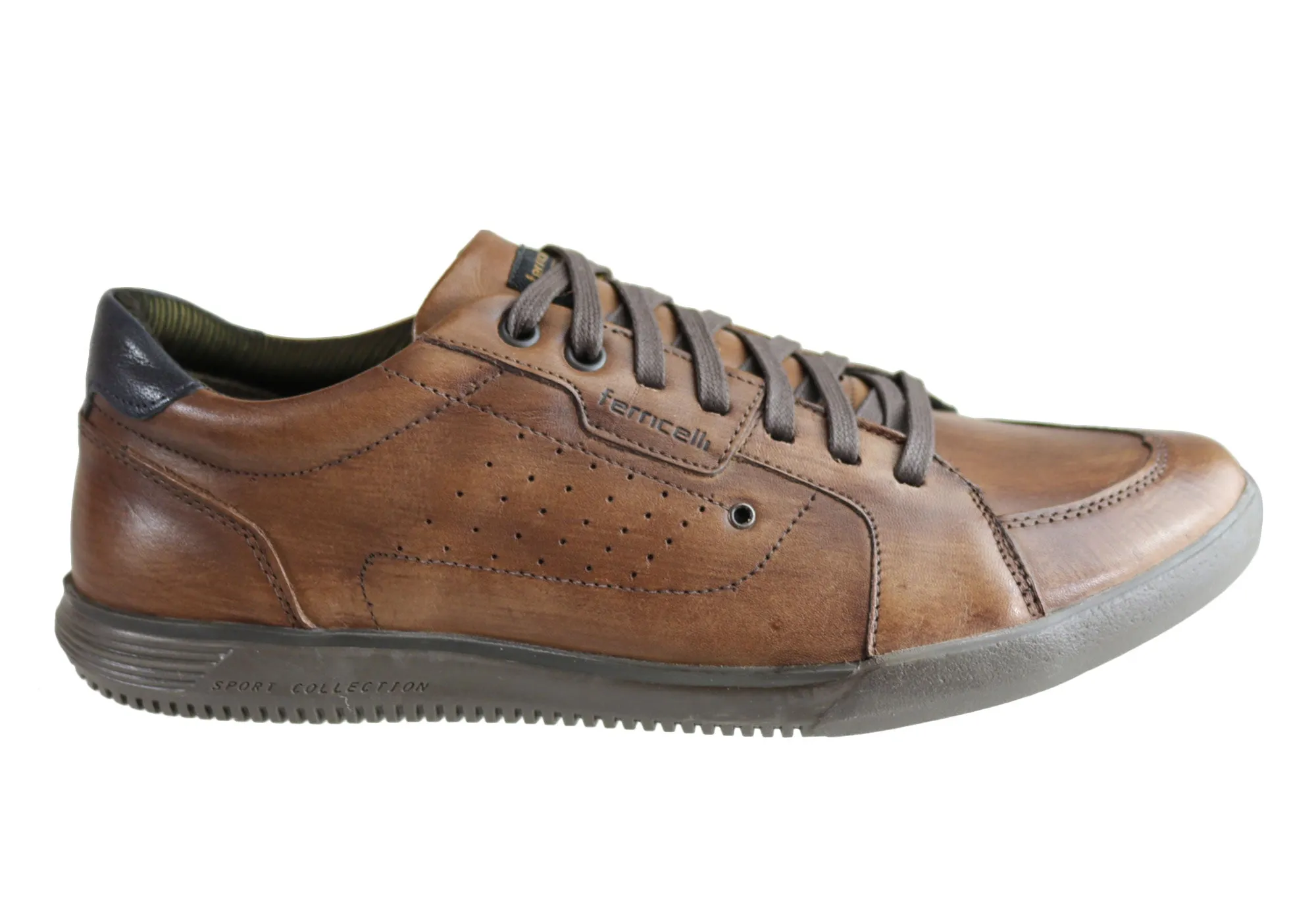 Ferricelli Fabian Mens Leather Lace Up Casual Shoes Made In Brazil Comfortable Padding