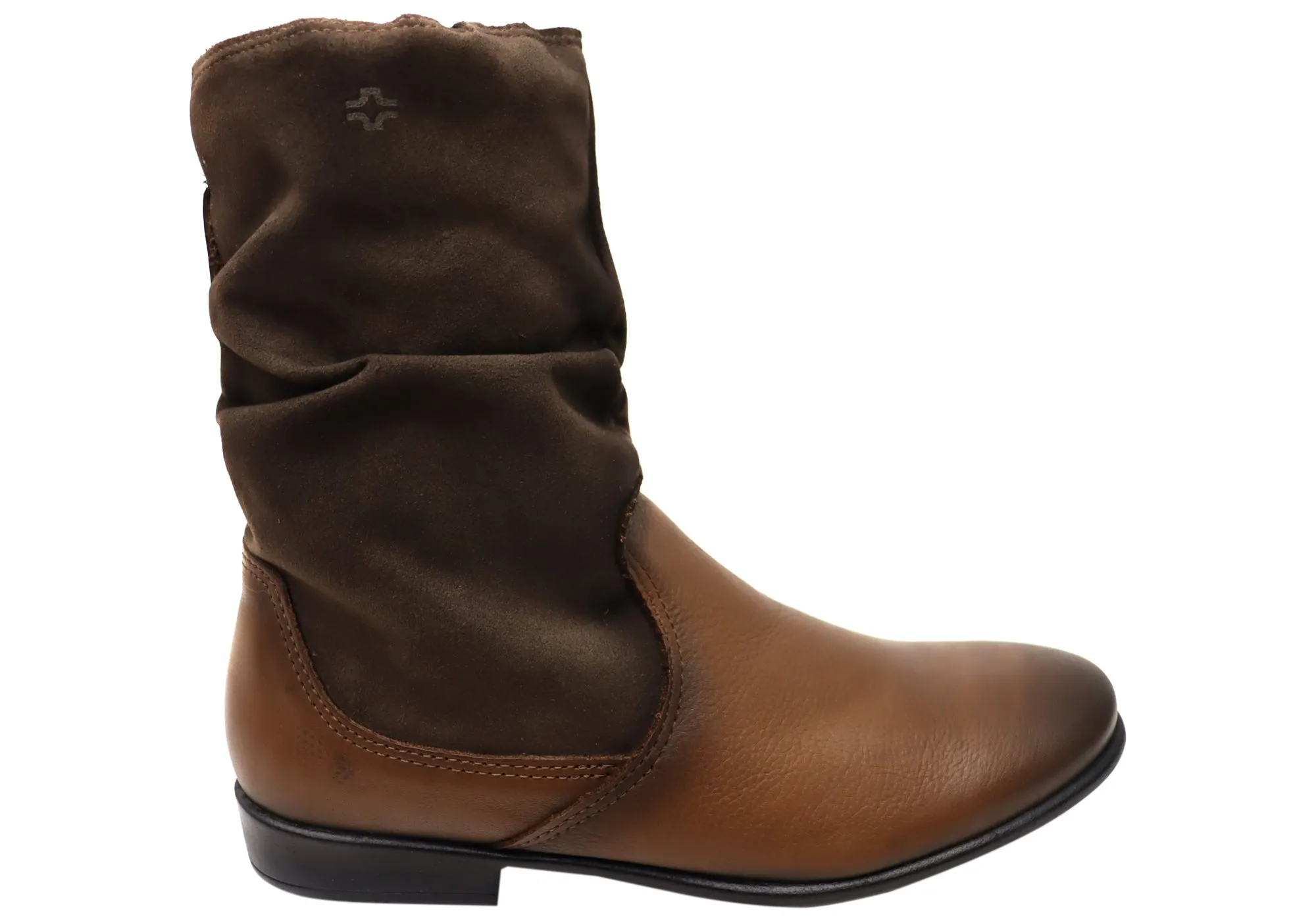 Perlatto Lucia Womens Brazilian Comfortable Leather Mid Calf Boots High Traction Stylish Explorer