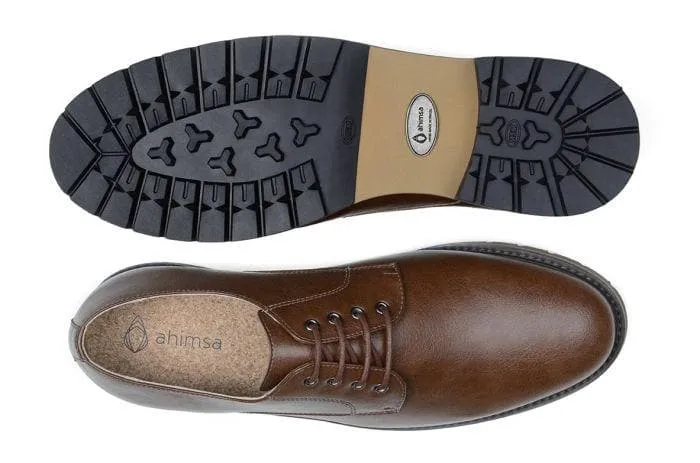 'David' men's derby shoe  by Ahimsa - cognac Heritage Line
