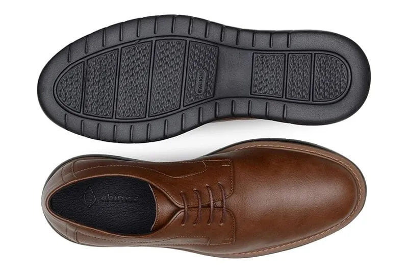 Reinforced Seams Ventilated Mesh Cold Weather 'Noah' men's vegan-leather shoe by Ahimsa - cognac
