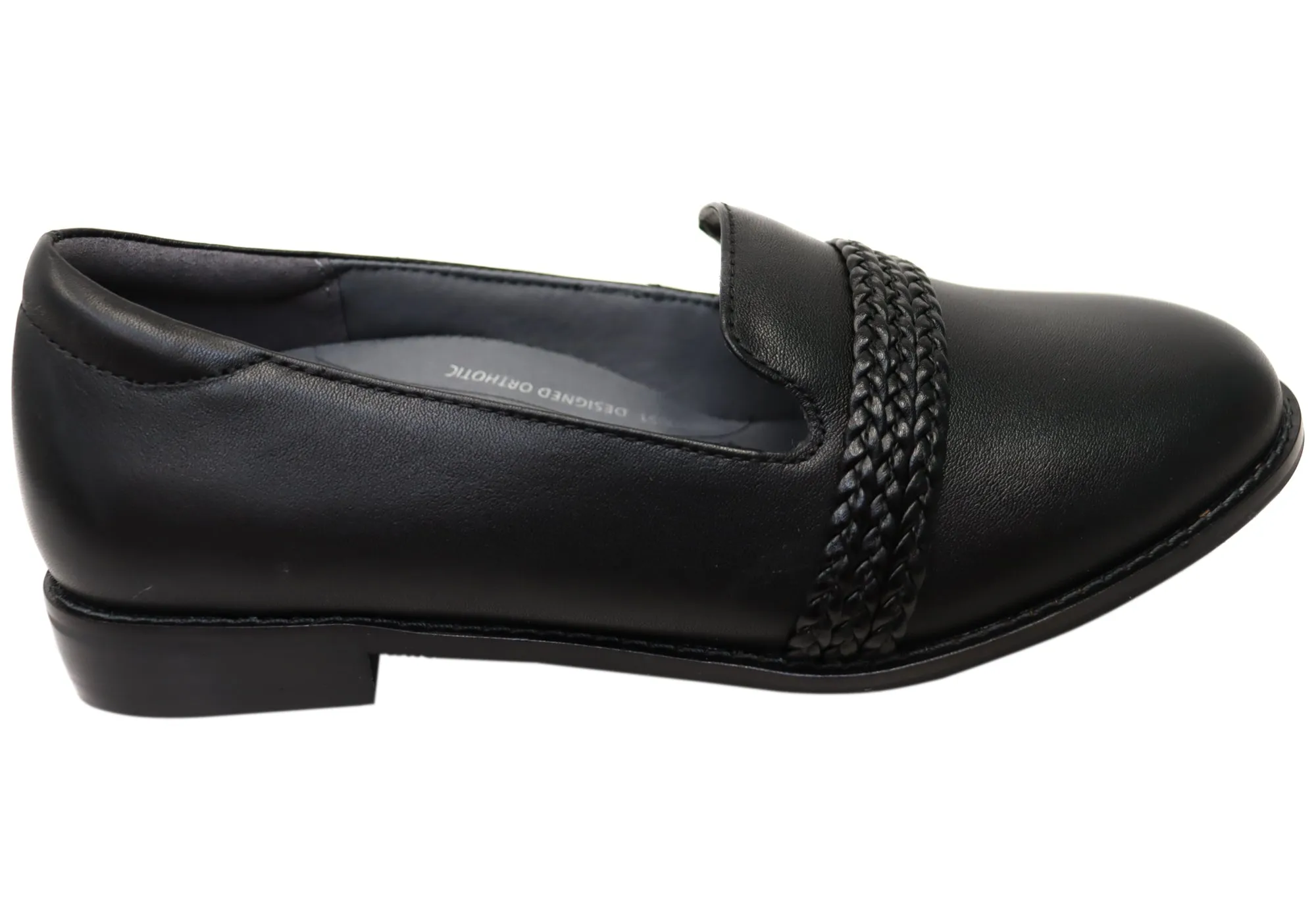 Scholl Orthaheel Tribe Loafer Womens Supportive Leather Comfort Shoes Earth Base