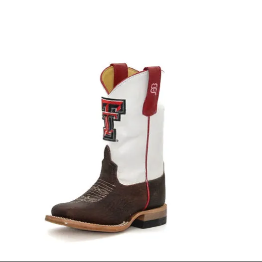 Anderson Bean Texas Tech Exclusive Bone Children's Boot Western Pattern Flexible Frame Functional Minimalist
