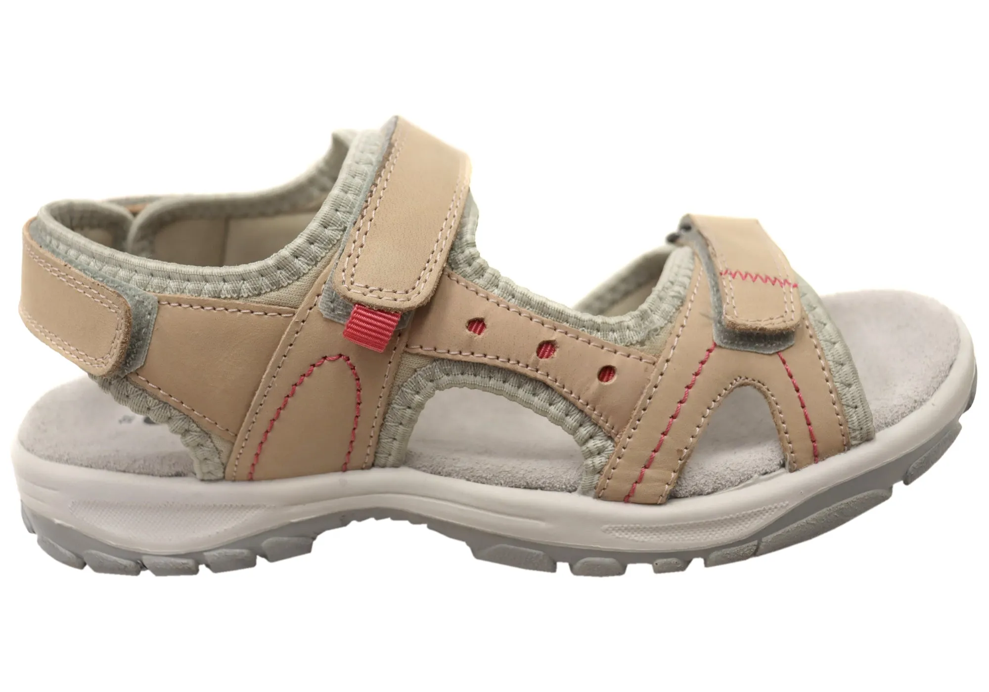 Cabello Comfort Trek Womens Leather Adjustable Strap Sandals Fast Dry Outdoor Comfort