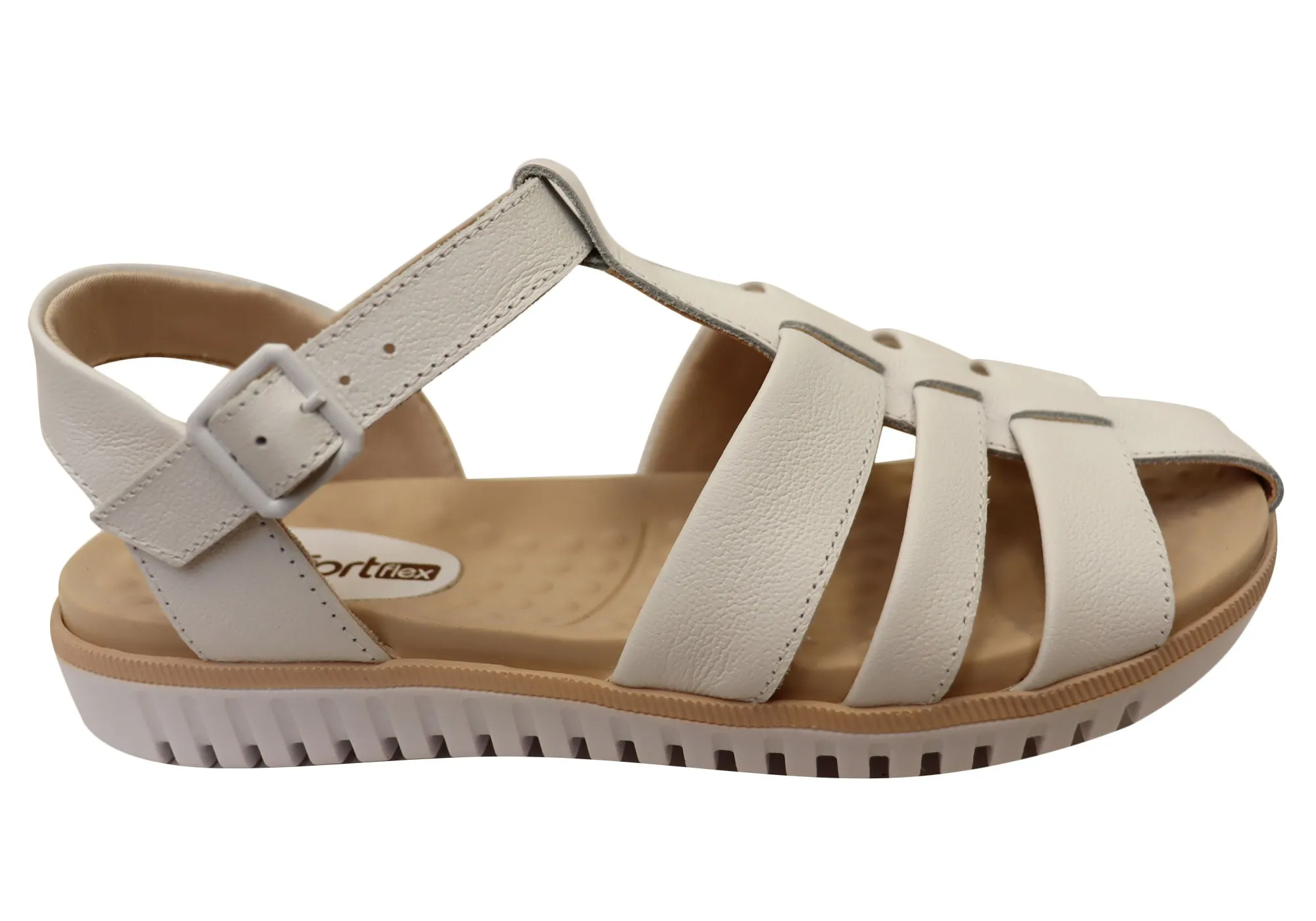Easy Slip-On Comfortflex Kelly Womens Comfortable Leather Sandals Made In Brazil