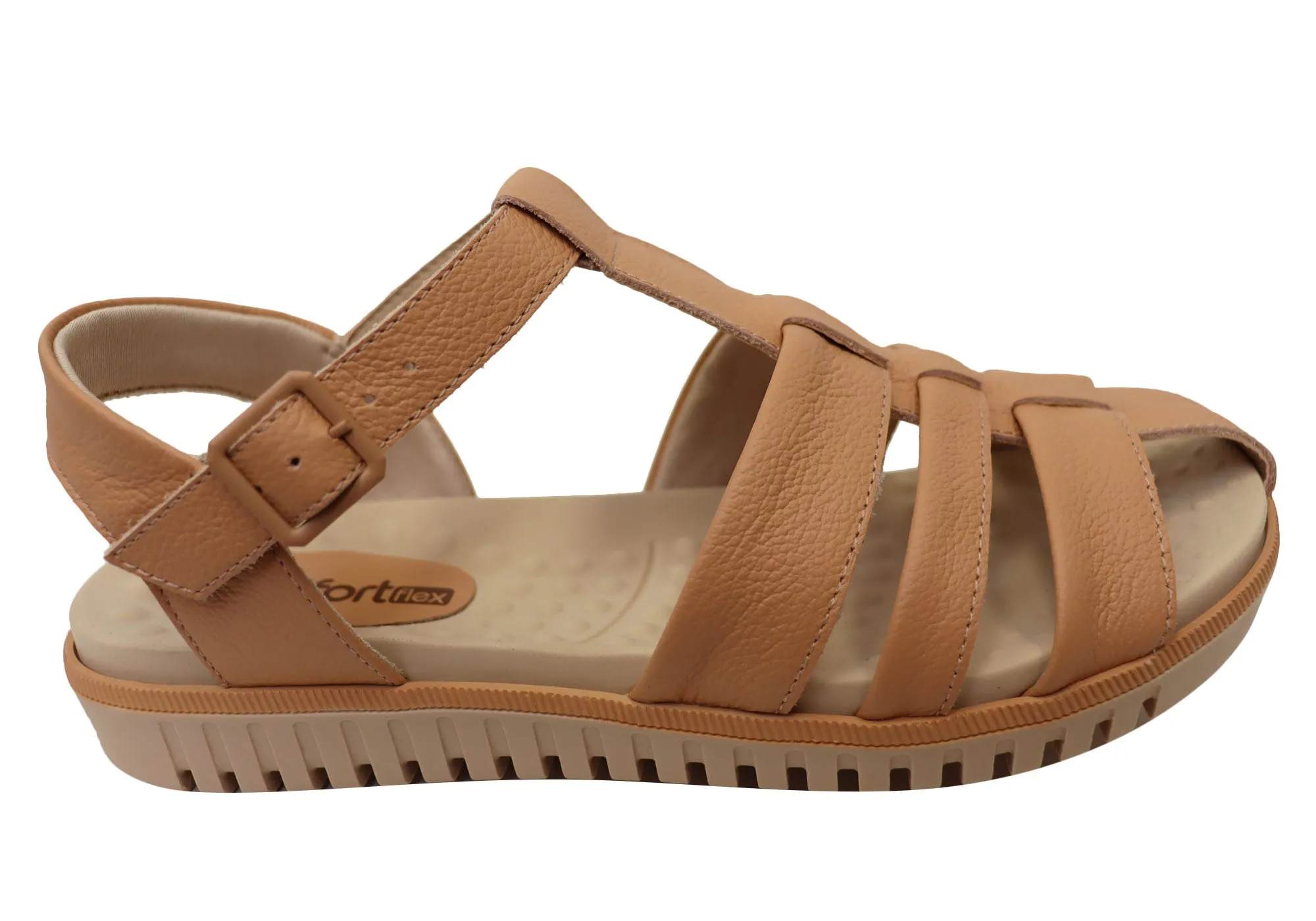 Grip Hold Comfortflex Kelly Womens Comfortable Leather Sandals Made In Brazil
