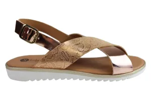 Lola Canales Gara Womens Comfortable Leather Sandals Made In Spain Stylish casual sandals Metal Ring