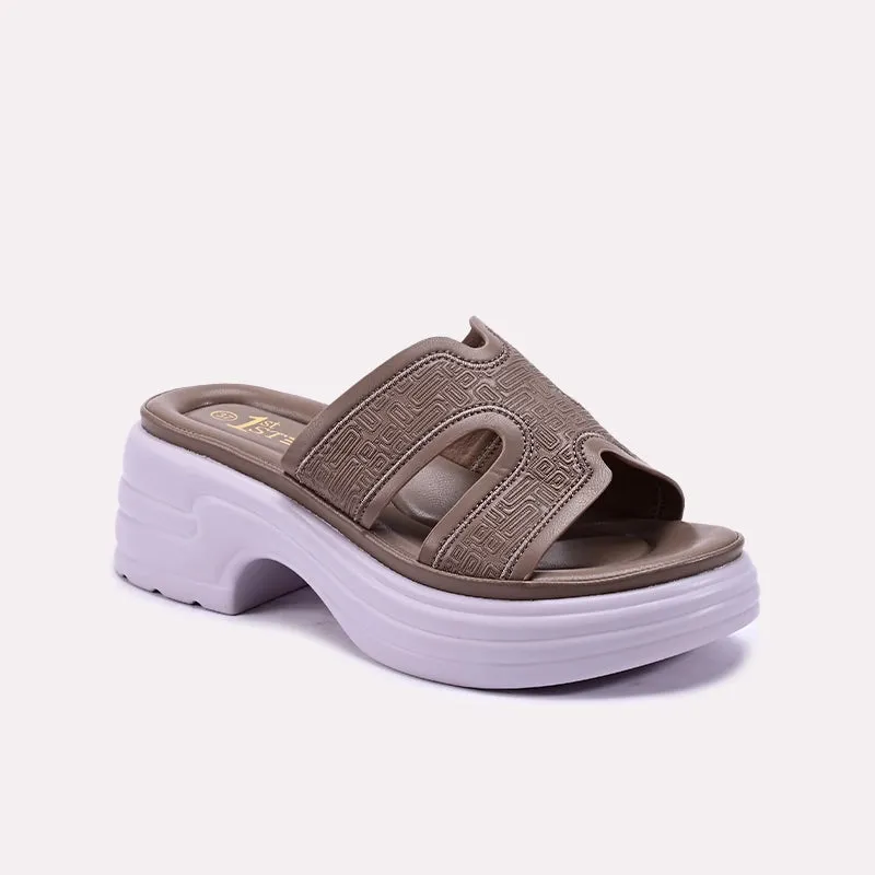 Foot Ease Virtual Step Brown Thick Sole Slippers 0412932