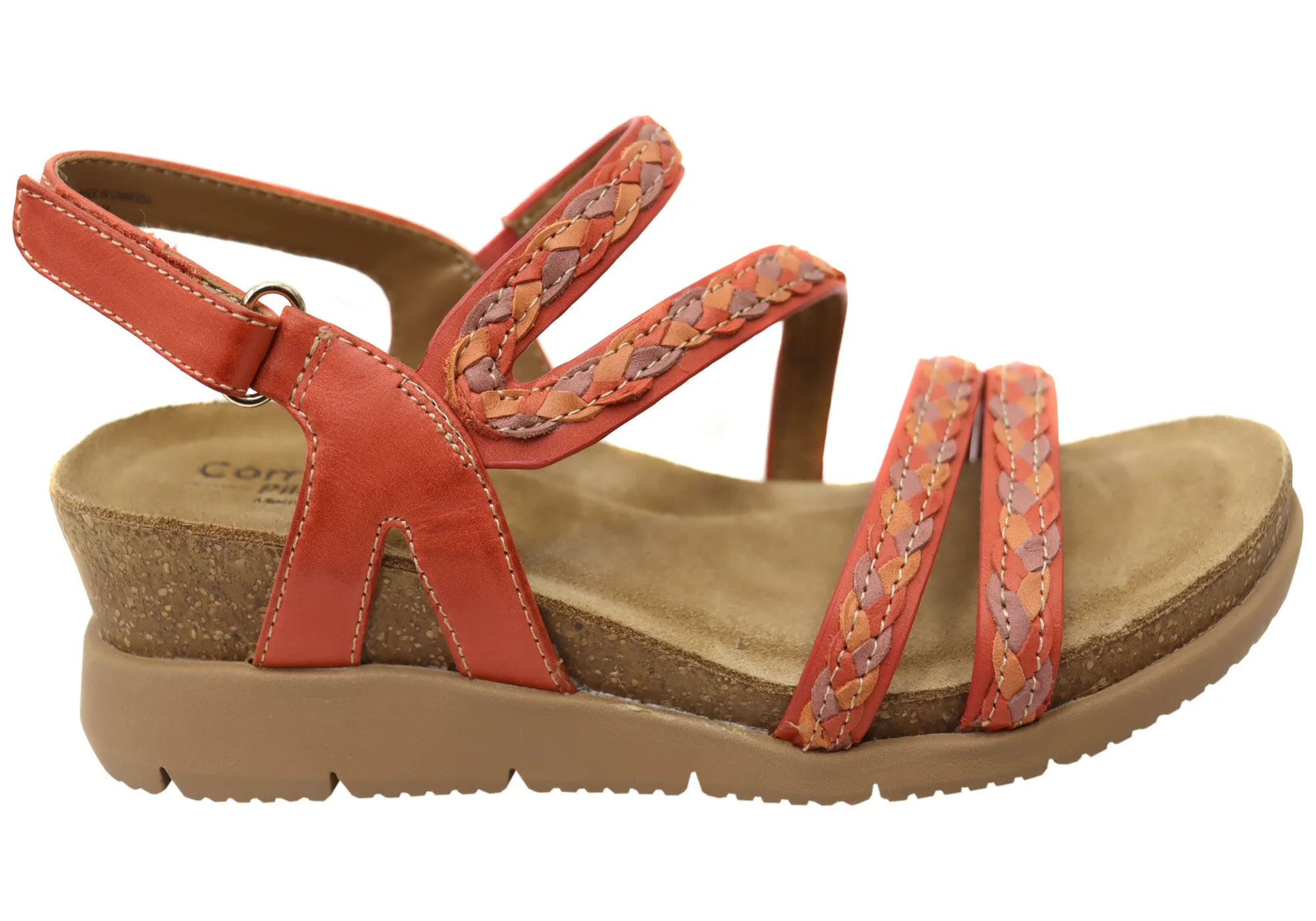 Fashion Sandals Comfortiva Silvia Womens Comfort Footbed Wide Fit Leather Sandals