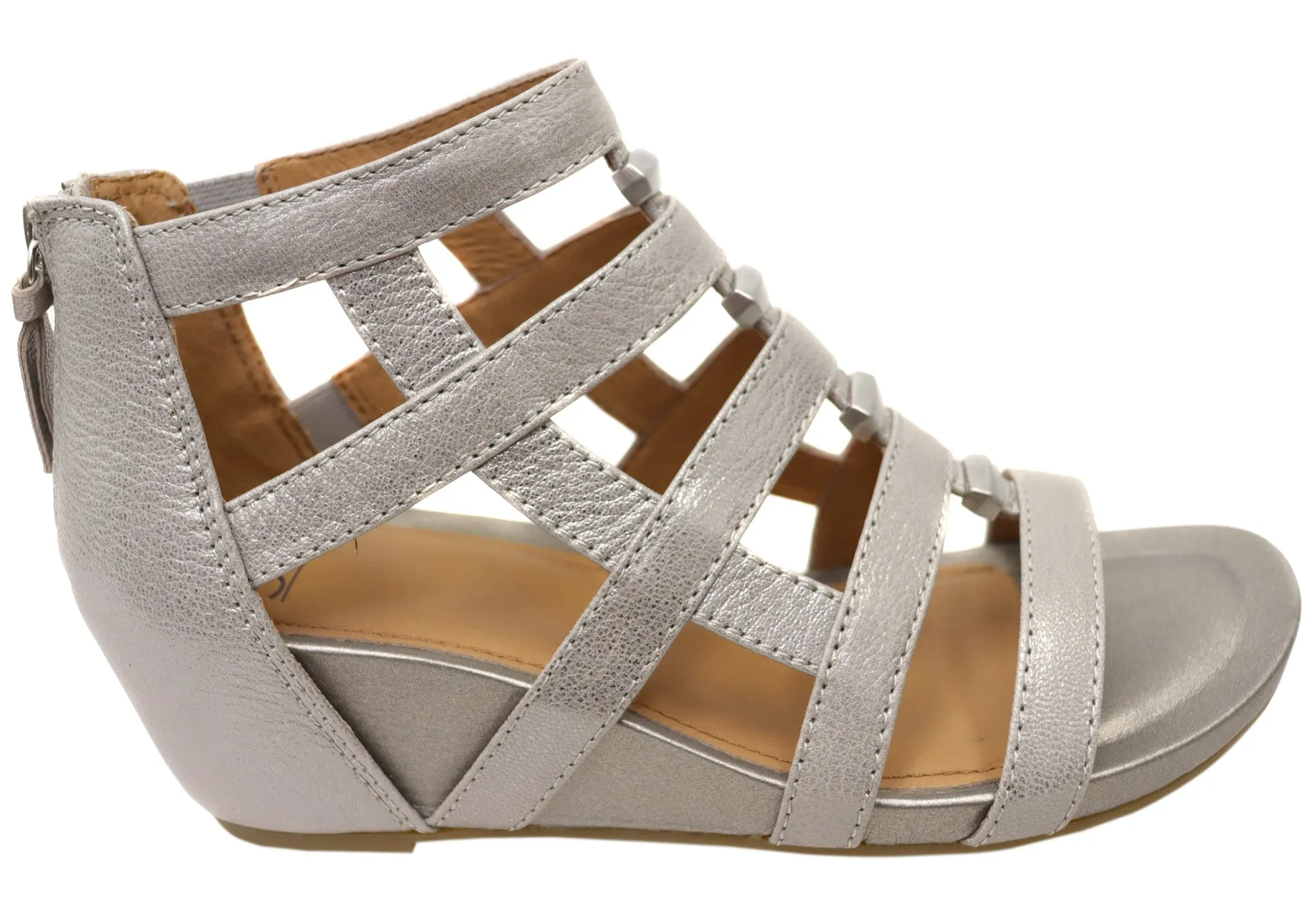 Sofft Rio II Womens Leather Wedge Sandals With Comfort Footbed Summer Footwear for Men