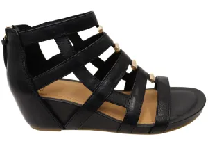 Sofft Rio II Womens Leather Wedge Sandals With Comfort Footbed Comfy Step Gel Insole