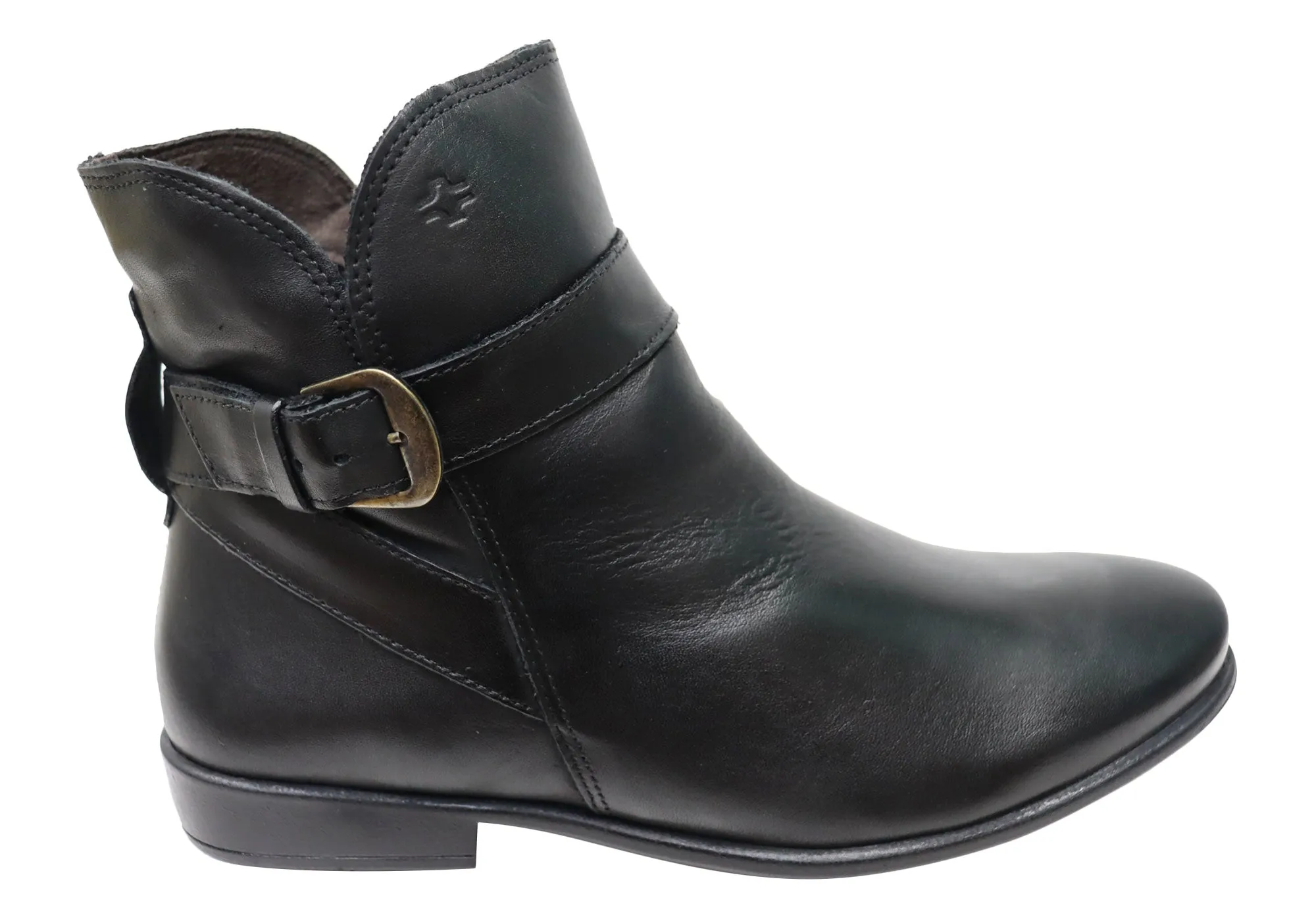 Perlatto Penny Womens Comfortable Leather Ankle Boots Made In Brazil Canvas Material Side zipper