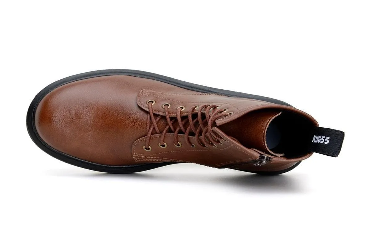 'London 2' Vegan Lace-Up Boot by King55 - Cognac Mud Defense Ski Resort Visitor