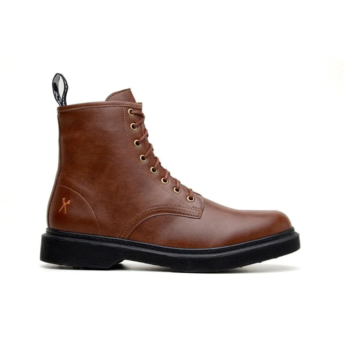 Mixed Textures Mud Resistant Winter Walker 'London 2' Vegan Lace-Up Boot by King55 - Cognac