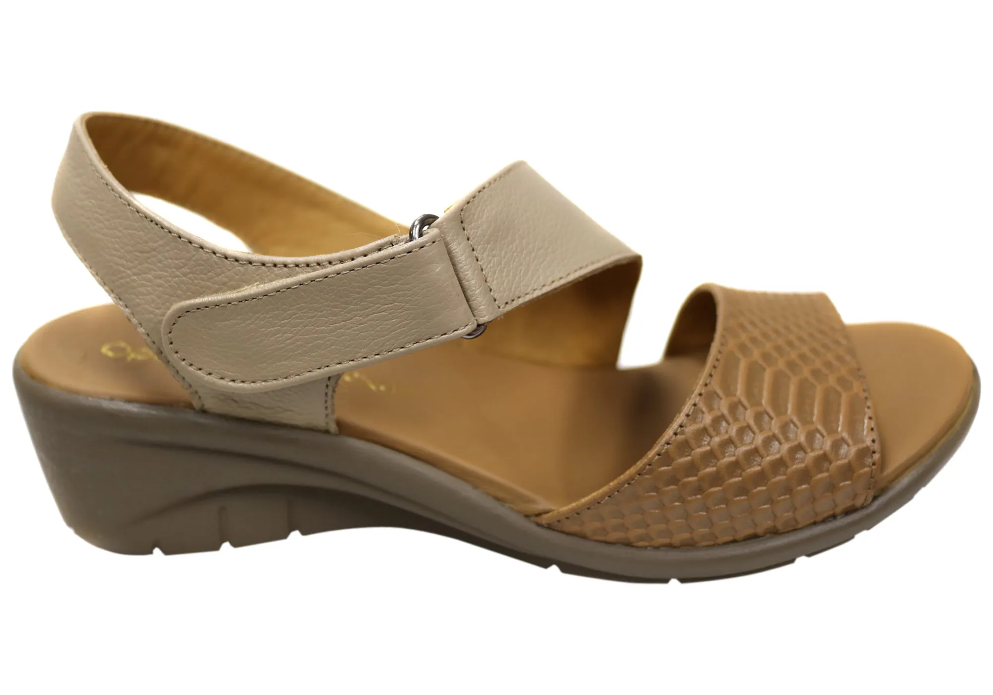 Opananken Helena Womens Comfortable Brazilian Leather Sandals Comfort Cushion Comfy Outdoor Shoes