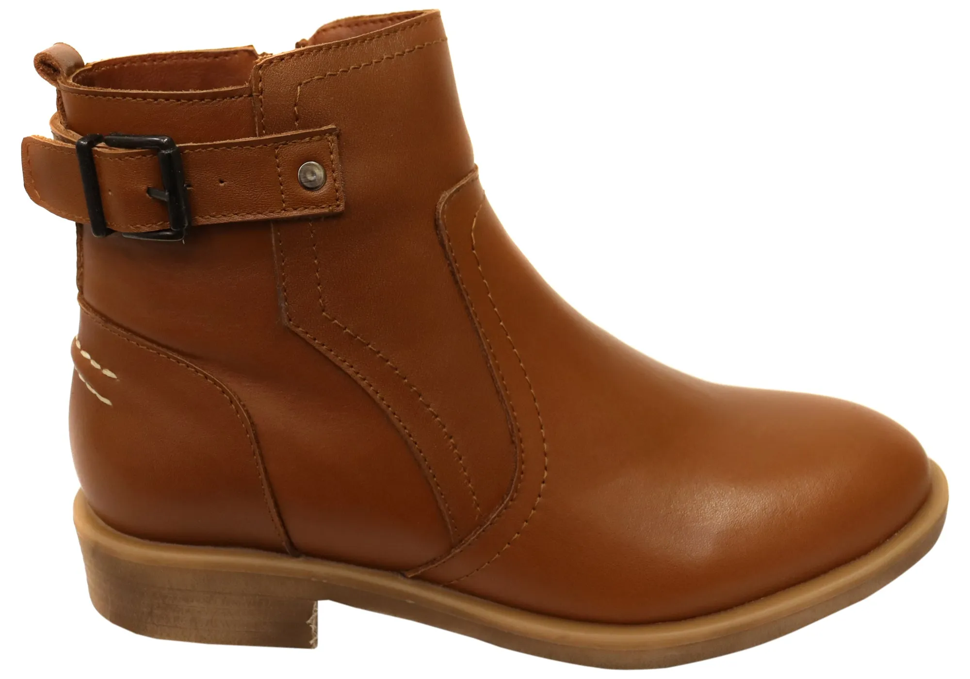 Orizonte Deny Womens European Comfortable Leather Ankle Boots Cushioned Step All Day Worker