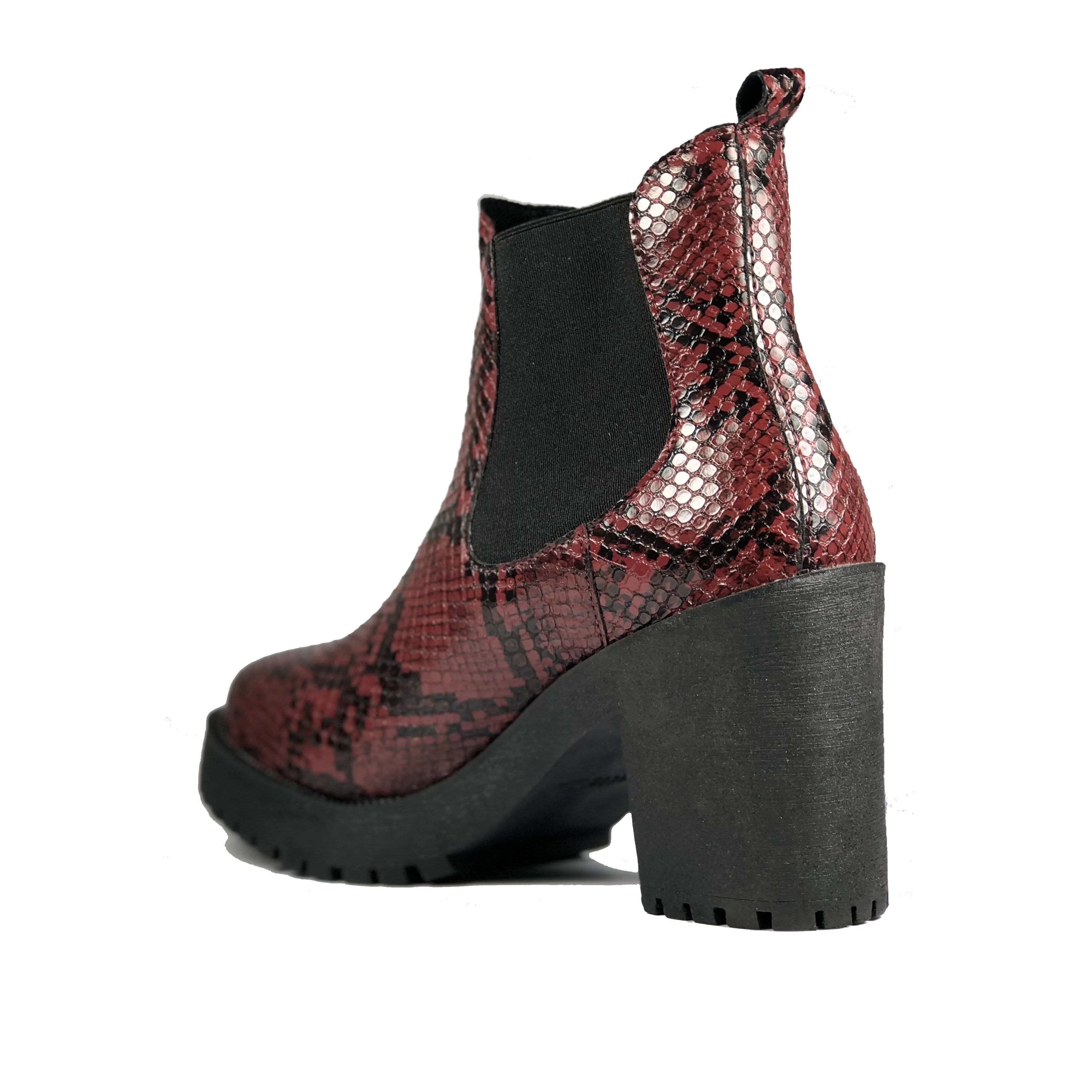 Dressy look Anti blister 'Evie' Boots by Zette Shoes - Burgundy Snakeskin