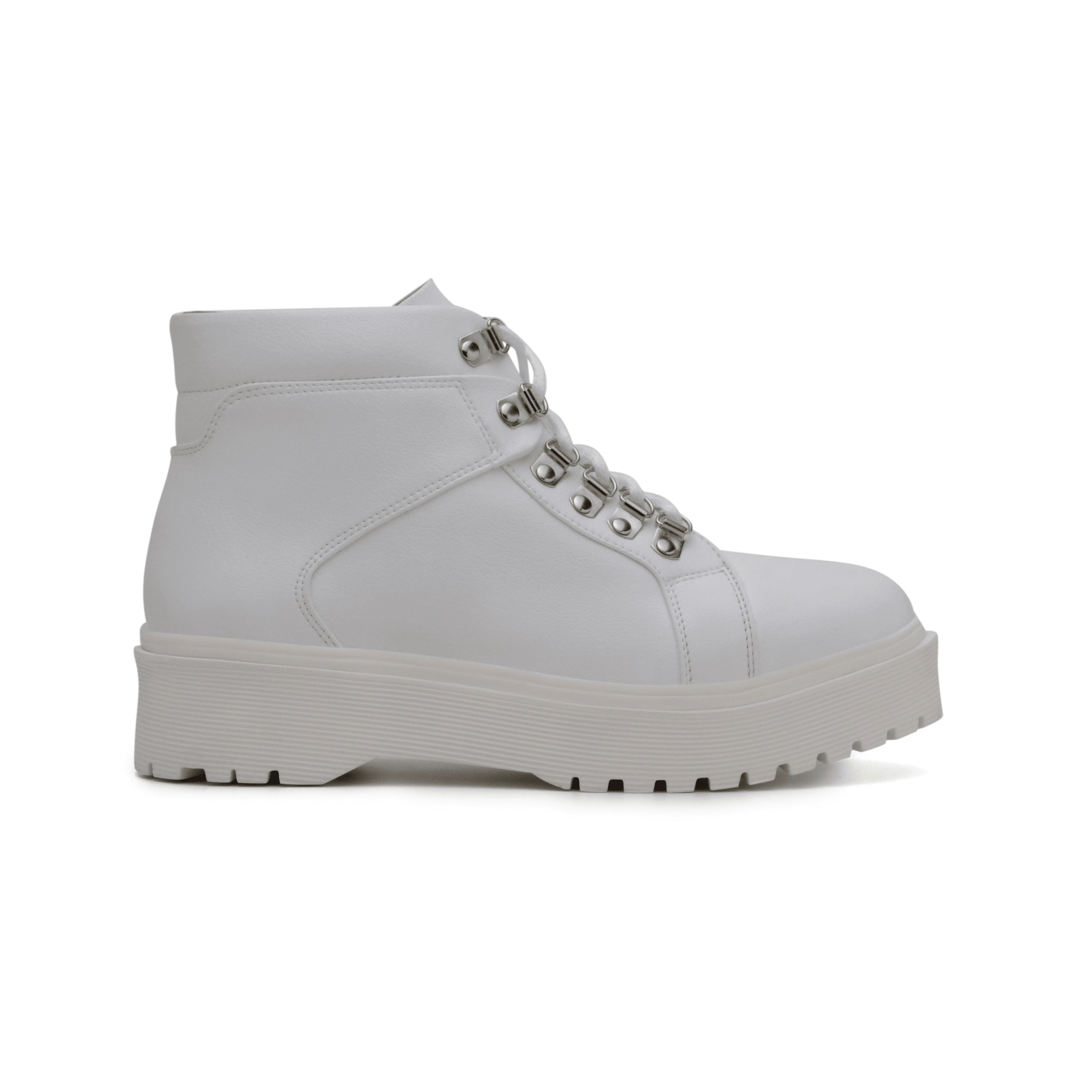 Fleece Lined 'Gen' vegan leather lace-up boot by Zette Shoes - white
