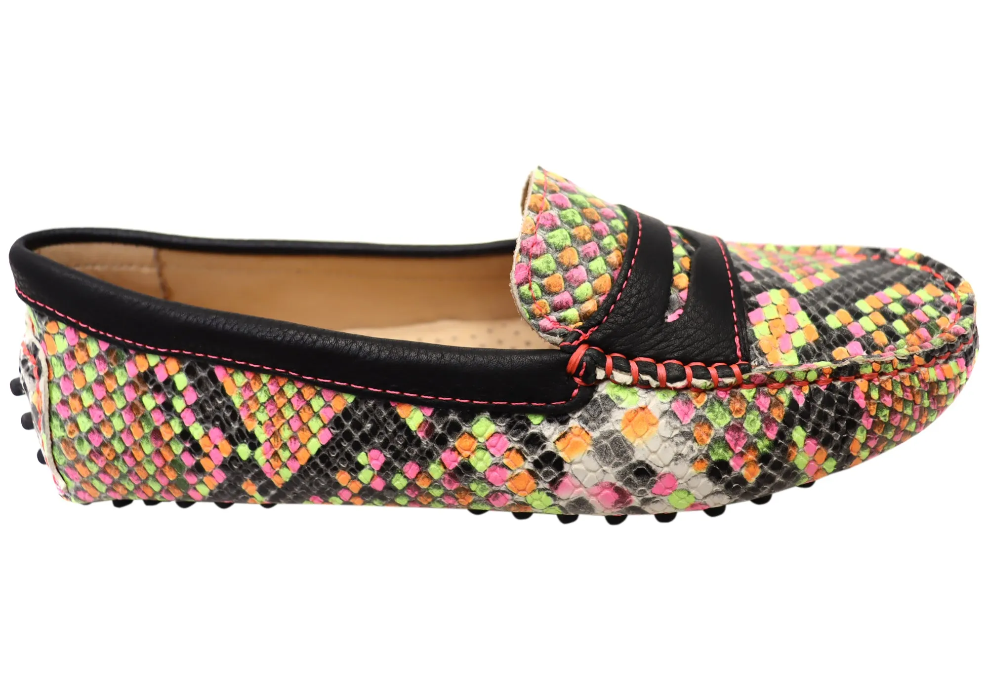 Savelli Stephanie Womens Comfort Leather Loafer Shoes Made In Brazil Retro Mood