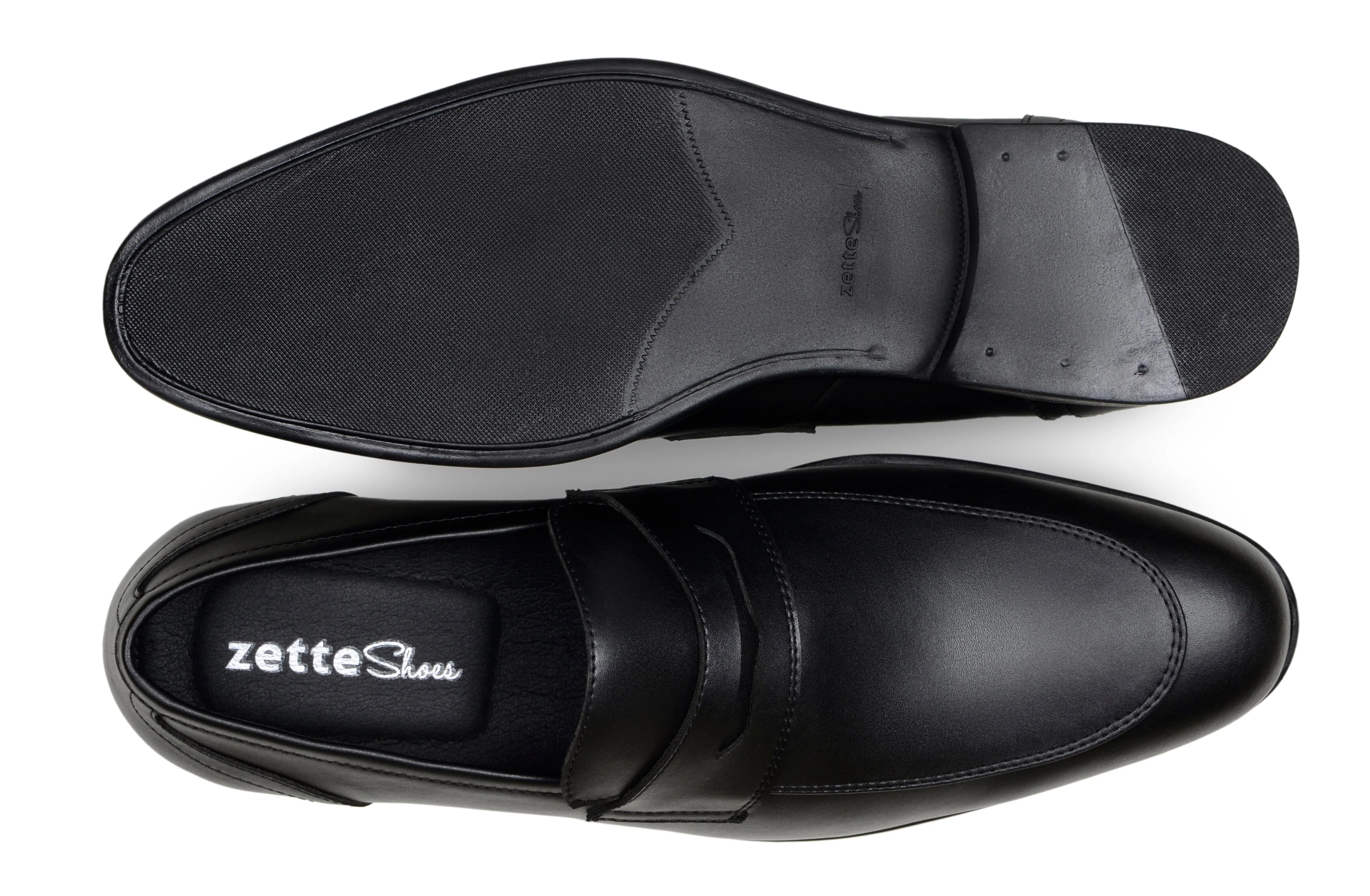 Strong Grip Eco Friendly Backpacking Trip 'Jean-Luc' men's classic loafer in vegan leather by Zette Shoes - black