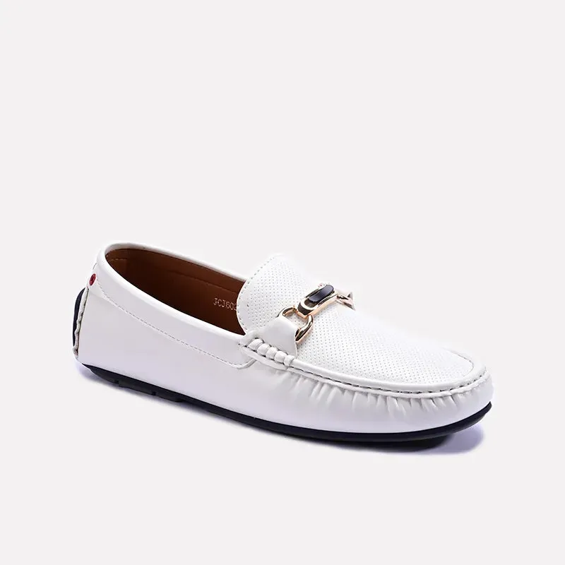 Road Trip White Perforated Horsebit Loafers 0130952
