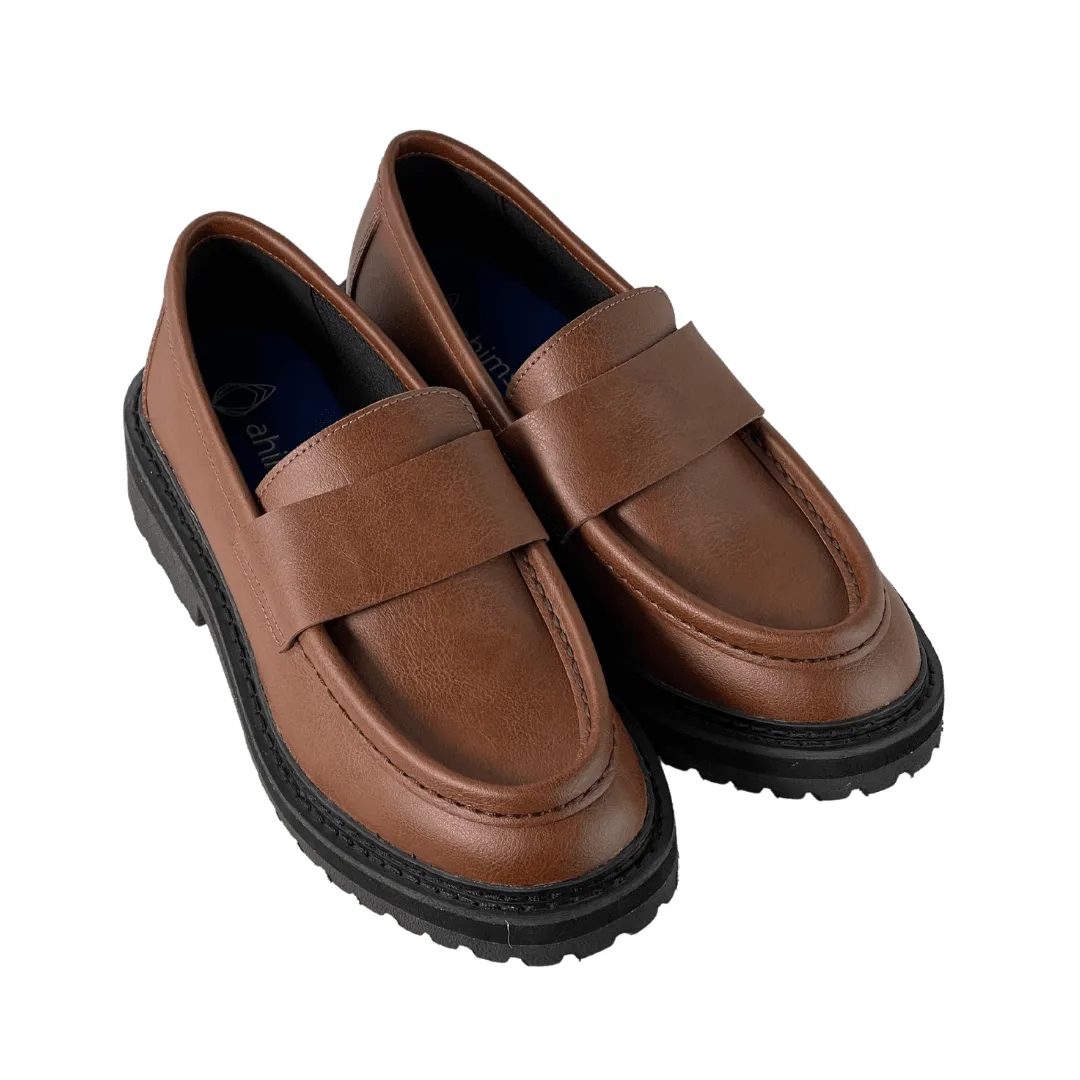 Clean Step 'Everyday Loafer' unisex vegan shoe with chunky sole by Ahimsa - cognac