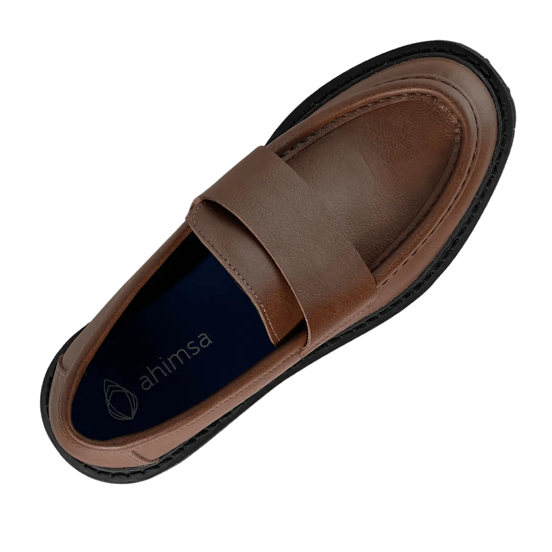 Rich Glow 'Everyday Loafer' unisex vegan shoe with chunky sole by Ahimsa - cognac