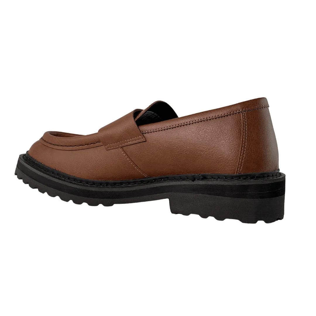 All Day Rainy Day Cool Pop 'Everyday Loafer' unisex vegan shoe with chunky sole by Ahimsa - cognac