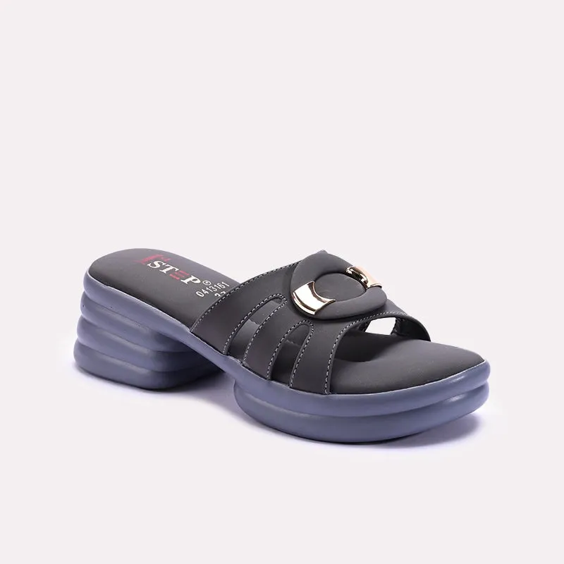 Womens Gray Chunky Casual Slippers 0413161 Relaxed Style