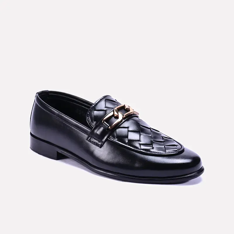 Prime Fit Extended Use Harrington Black Woven Loafers Formal Shoes 0111126