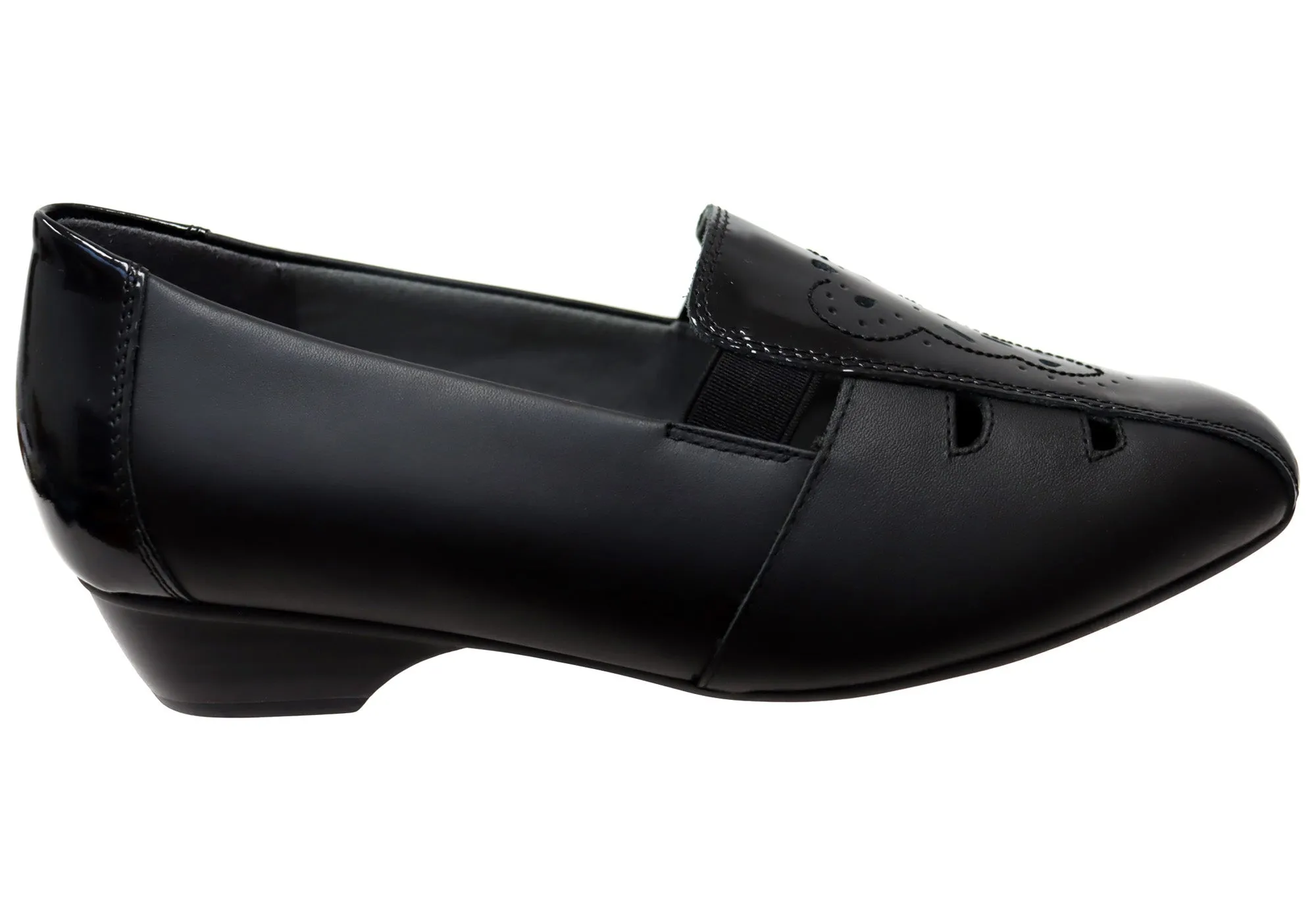 Homyped Tayla Womens Comfortable Leather Low Heel Shoes Durable Fabric Rock Path