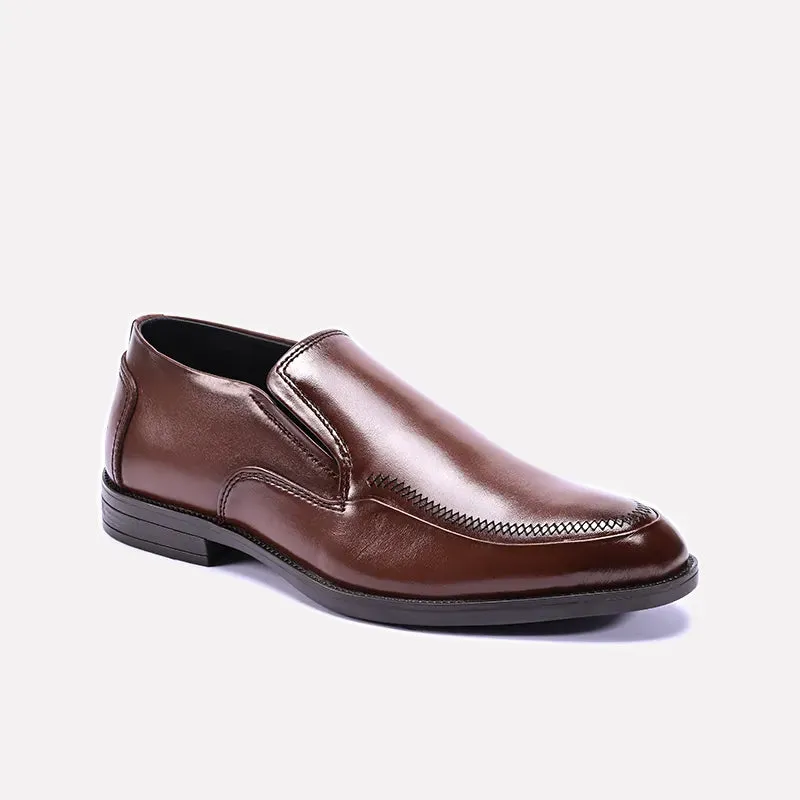 Sharp Profile Pioneer Brown Slip On Formal Shoes 0111186