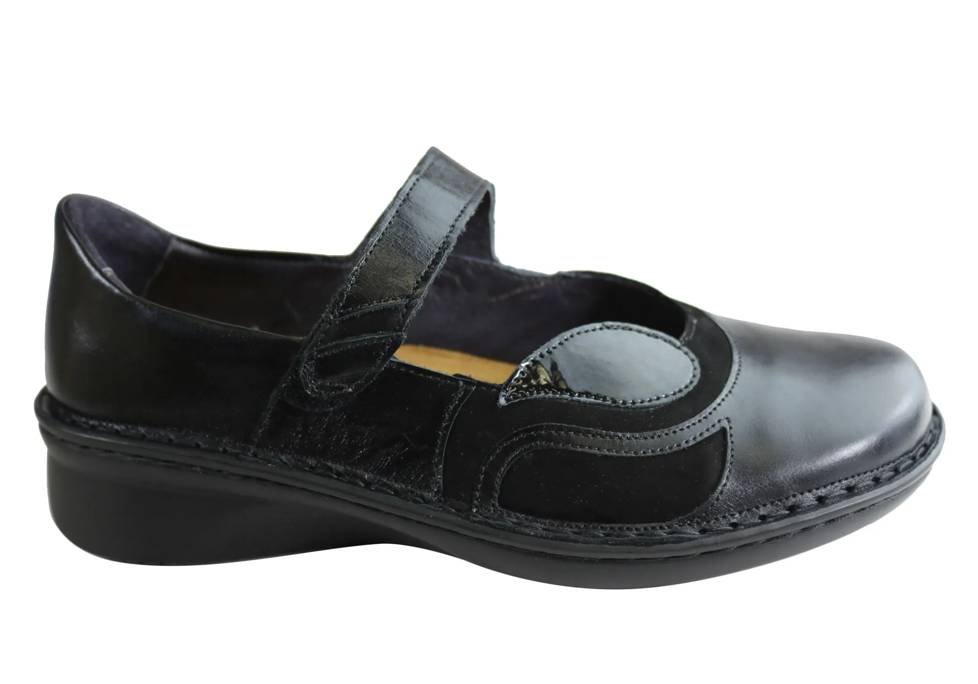 Naot Conga Womens Comfort Supportive Wide Fit Leather Mary Jane Shoes Fantasy Path Modern Bold