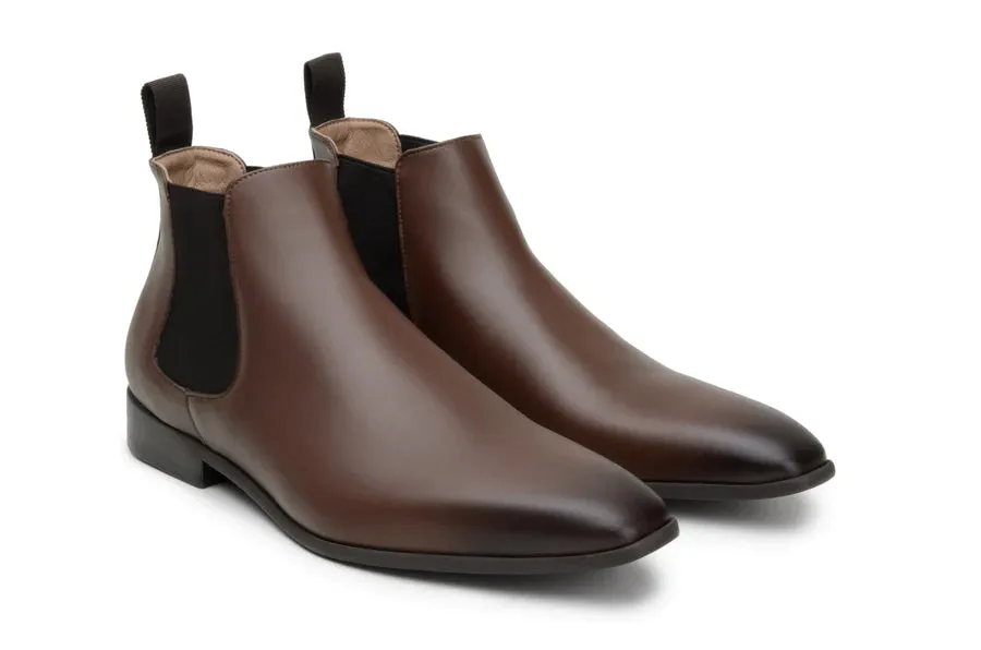 Ventilated Mesh Cold Weather 'Sterling' wide-fit (EEE) men's vegan Chelsea by Zette Shoes - cognac
