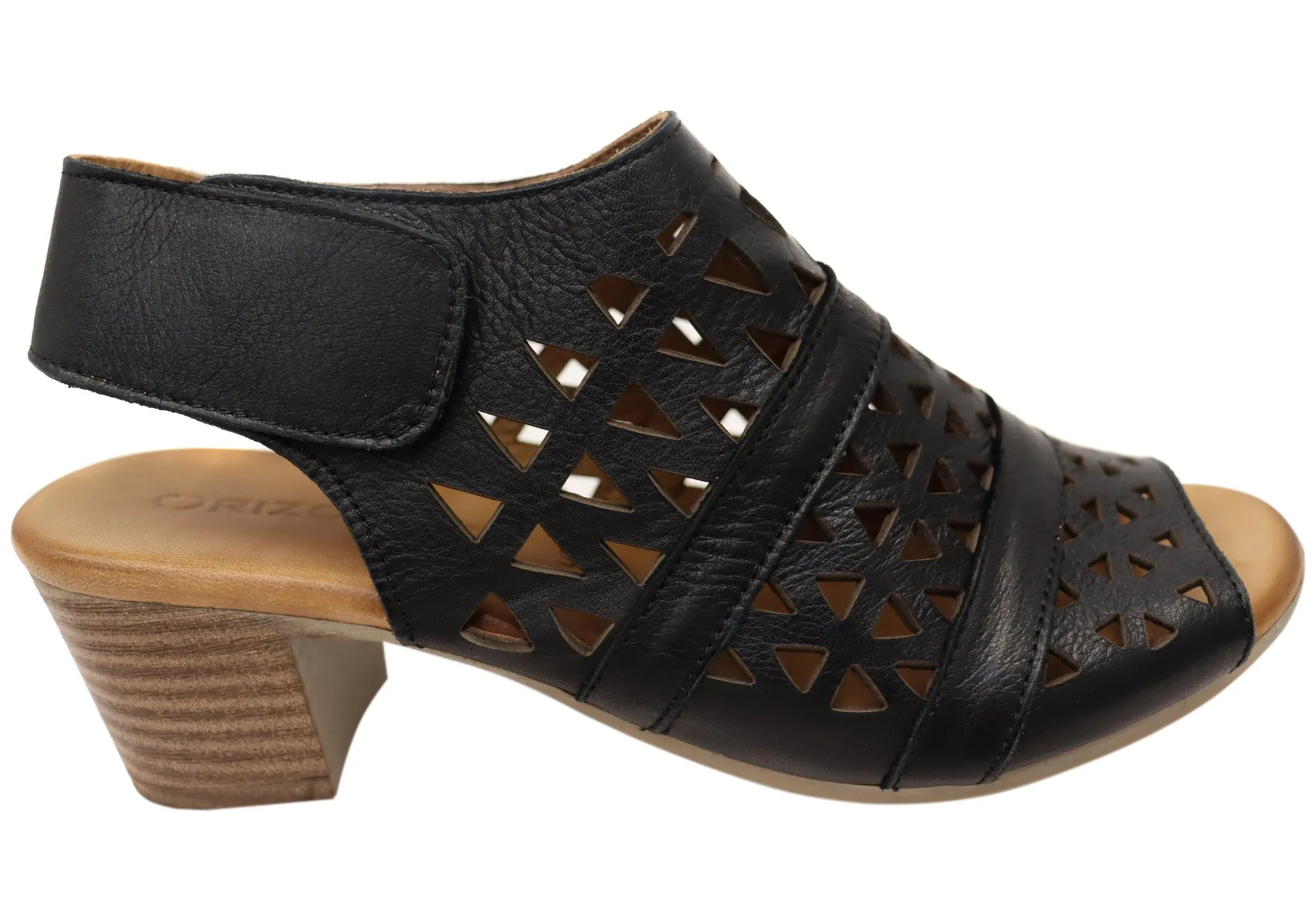 Orizonte Lexy Womens Comfortable European Leather Mid Heel Sandals Night Fun Street Style