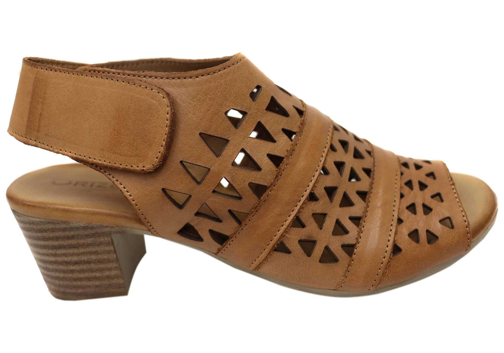 Float Comfort Chunky Orizonte Lexy Womens Comfortable European Leather Mid Heel Sandals