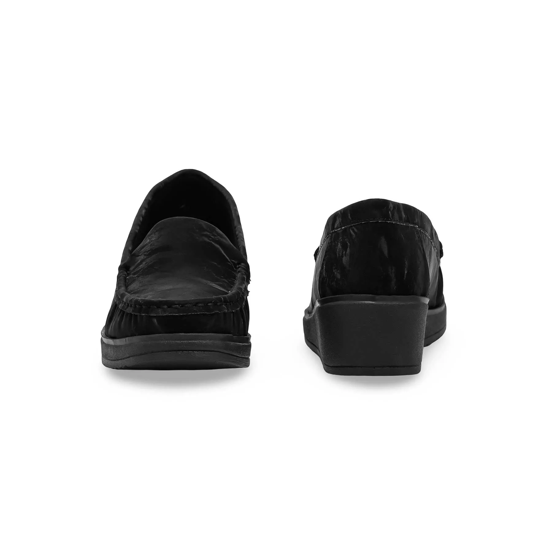 Black Moccasin WN4445 Plain Step Functional Shoes