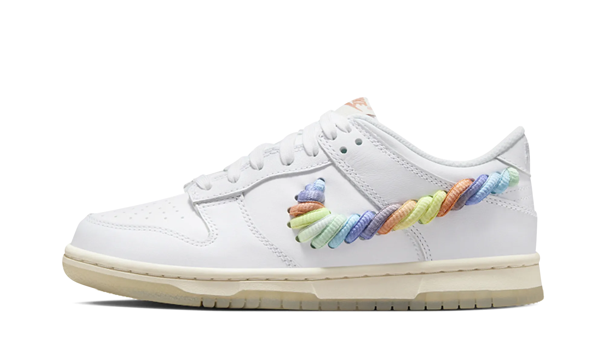 Dunk Low SE GS "Rainbow Lace Swoosh White" Closed Toe