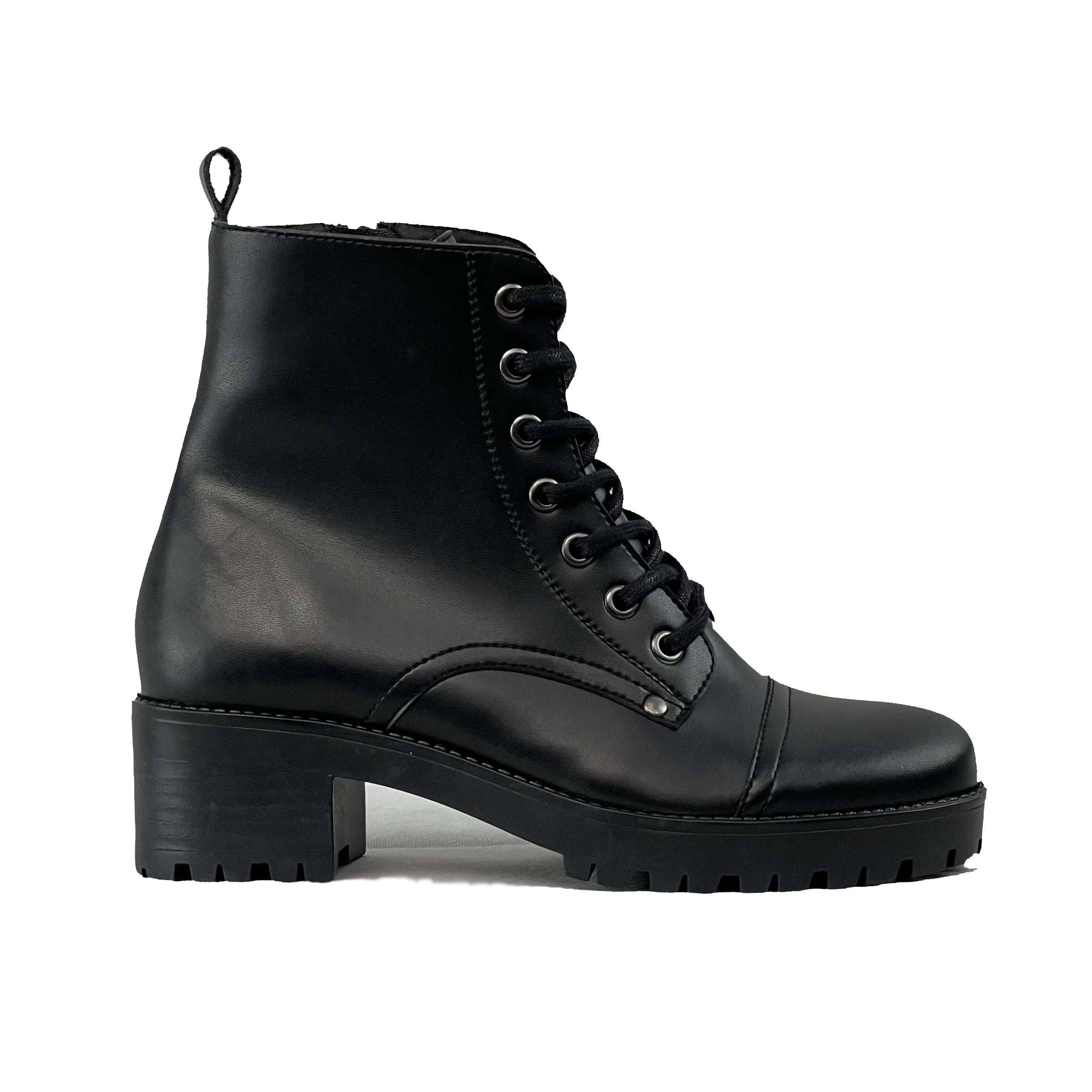 'Siobhan' vegan-leather lace-up boot for women by Zette Shoes - black puncture resistant
