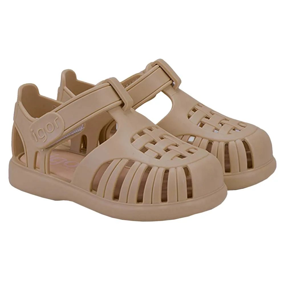 Igor Girl's and Boy's S10271 Tobby Solid Sandals - Taupe Comfortable Vacation Footwear