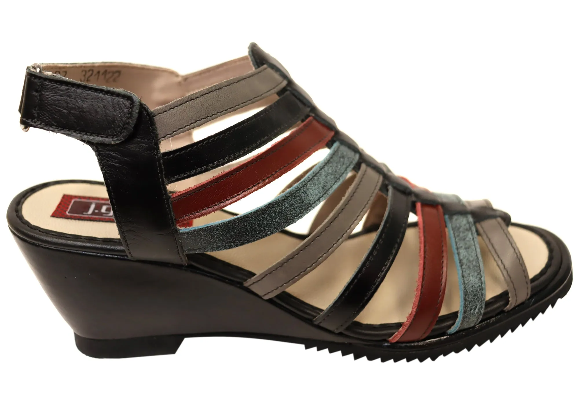 J Gean Leena Womens Comfortable Leather Wedge Sandals Made In Brazil Neutral Color Everyday Wear