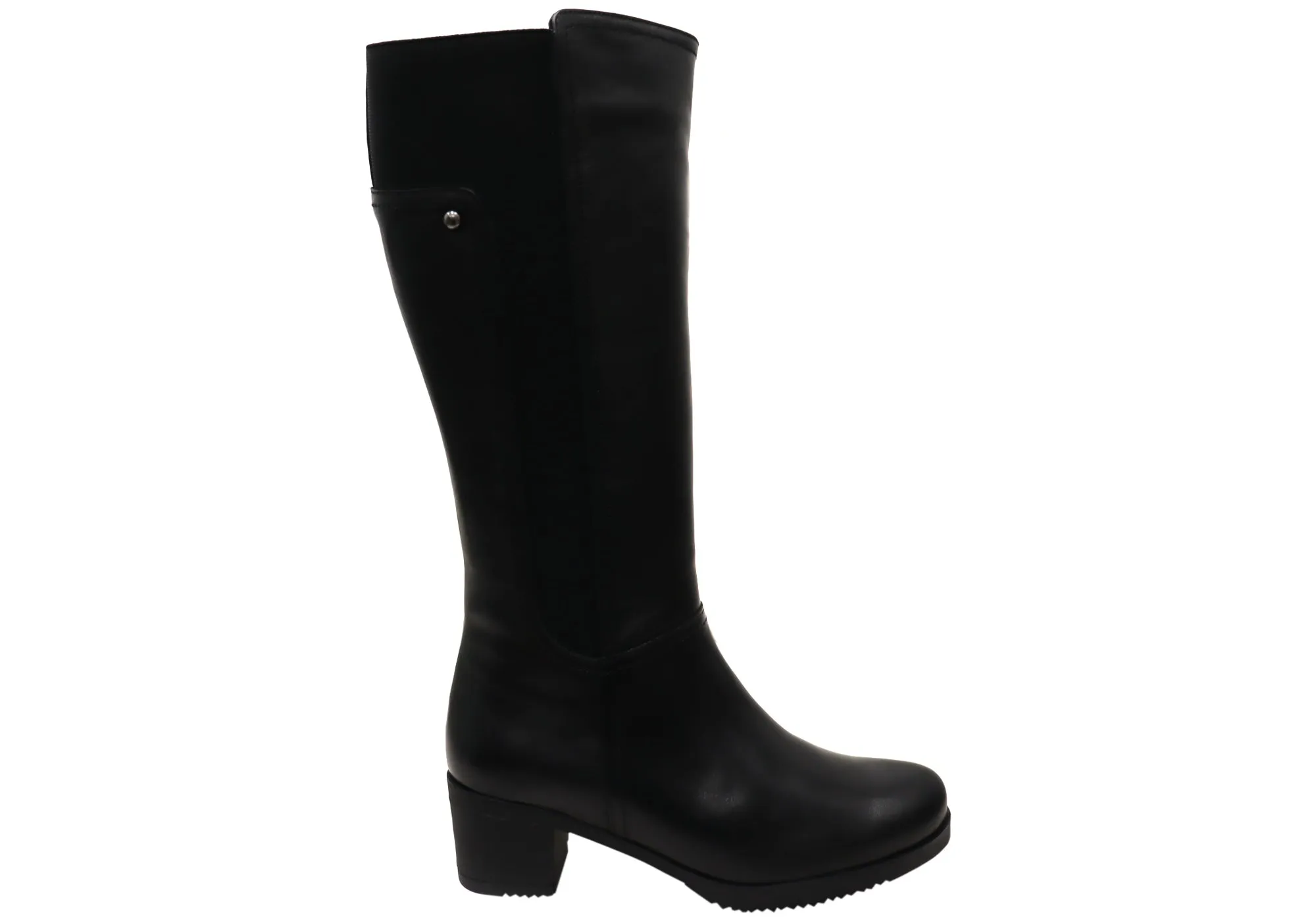 Orizonte Lezzar Womens European Comfortable Leather Knee High Boots Feather Light Snow Trekker Block Heel