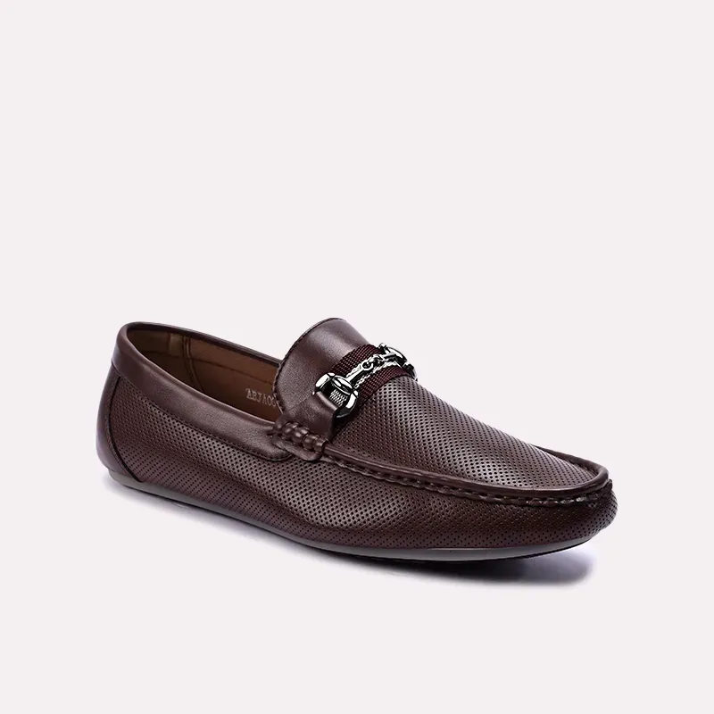 Wallace Brown Perforated Horsebit Loafers 0130857 All Use Flexible Design