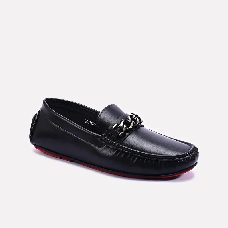 Black Chain Loafers For Men 0130950 Cool Design Grass Step