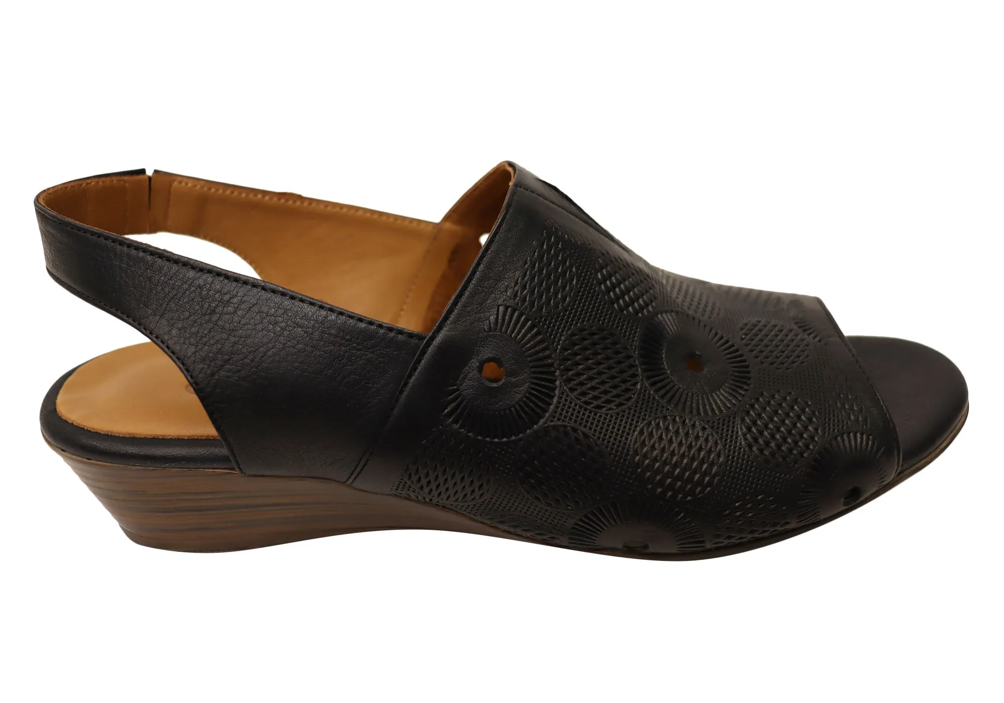 Holiday Time Orizonte Resley Womens European Comfortable Leather Wedge Sandals